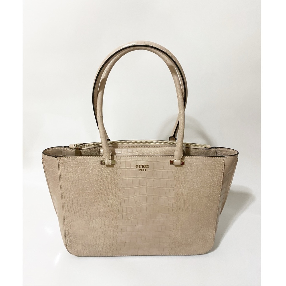 GUESS Croco Faux Leather Texture Tote Bag - Picture 2 of 16